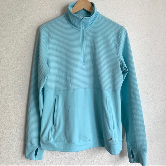 adidas Tops - Adidas climalite blue 1/4 zip mock neck pullover